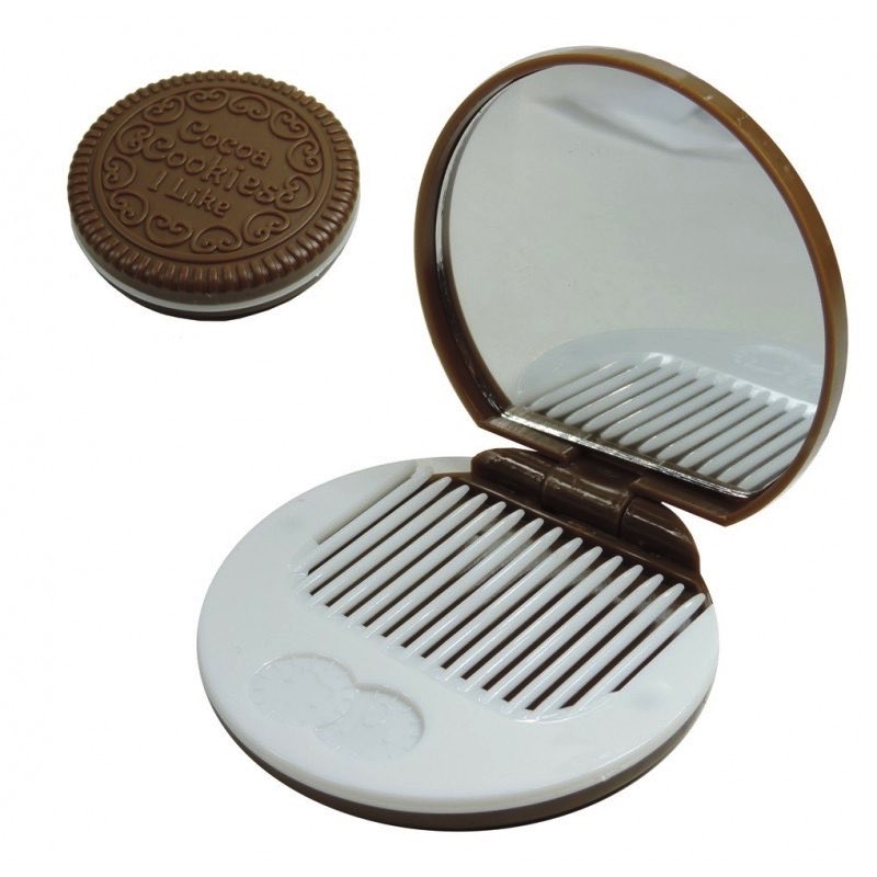 Espejo Mini De Bolsillo Con Peine con forma de galleta Cookie