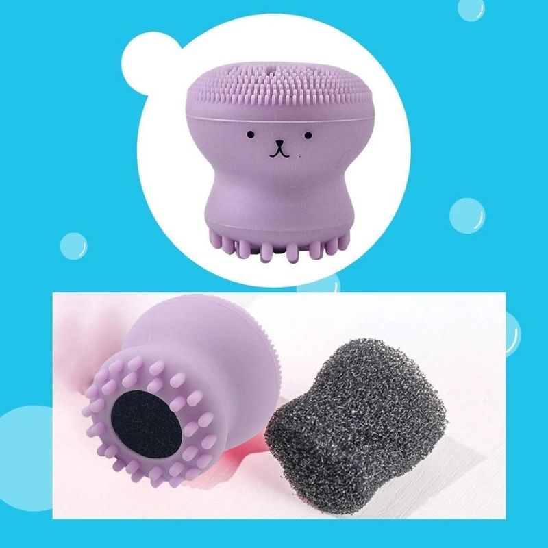 Pack 3 Limpiadores Faciales de Silicona, LBP, Cepillo / Esponja Limpieza Facial, Exfoliante, Masajeador, Ultra Suave, Pulpo / Medusa -Rosa, Azul, Morado