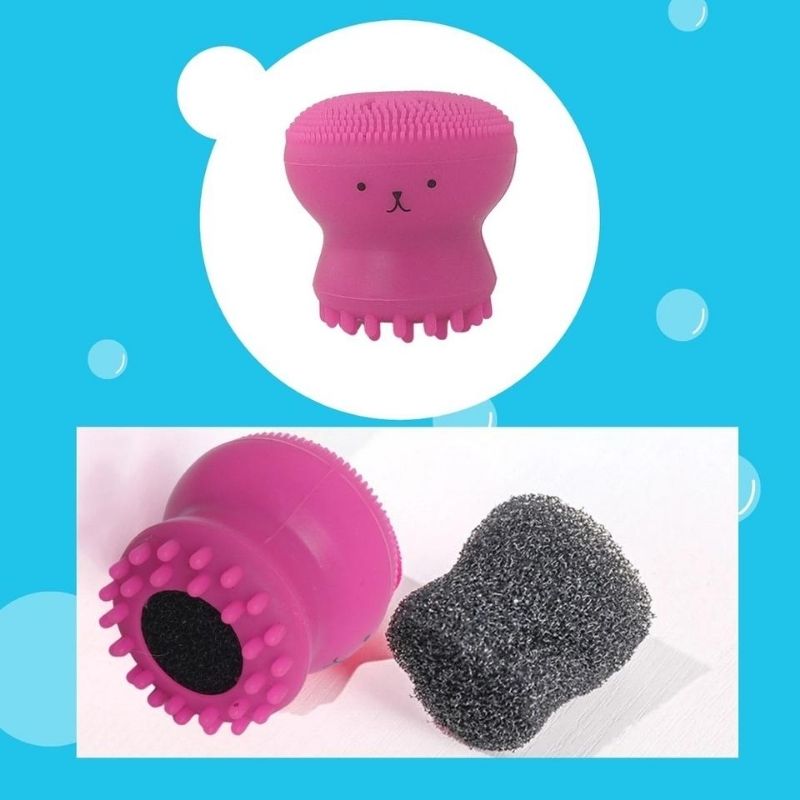 Pack 3 Limpiadores Faciales de Silicona, LBP, Cepillo / Esponja Limpieza Facial, Exfoliante, Masajeador, Ultra Suave, Pulpo / Medusa -Rosa, Azul, Morado
