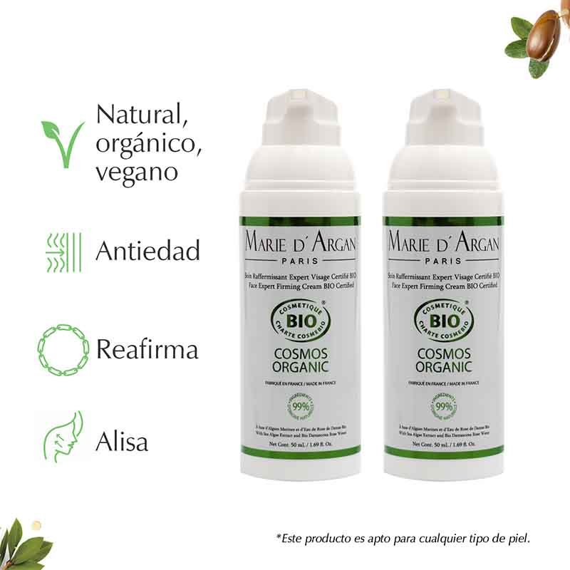 Duo Cuidado Facial Crema Reafirmante Natural Orgánico Vegano Marie D´Argan