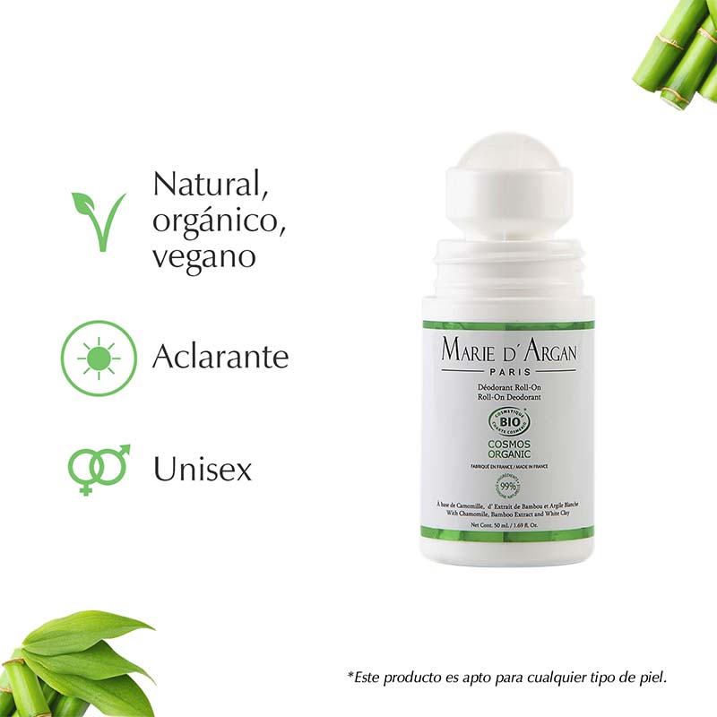  Desodorante Natural Unisex De Bamboo Orgánico Aclarante Natural Vegano  Marie D´Argan
