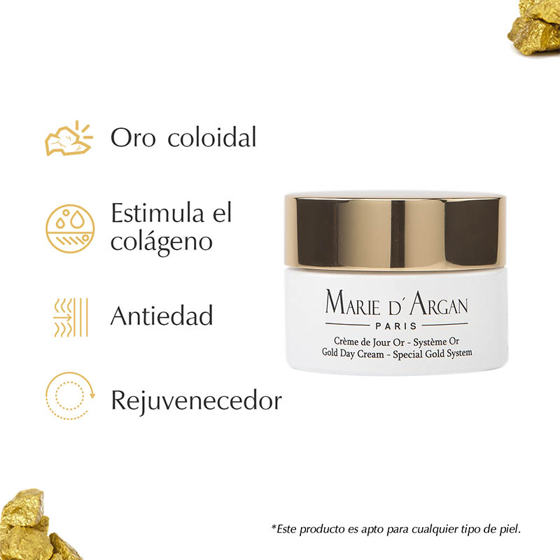  Crema Facial De Dia Oro 24 Kilates Hidratante  Rejuvenecedora Marie D´Argan