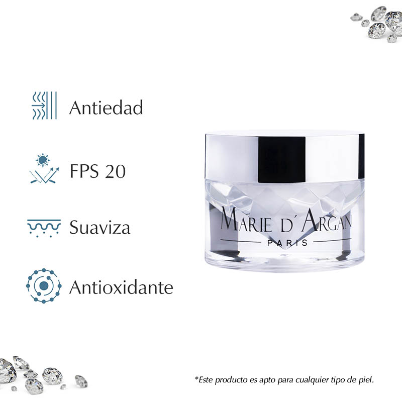  Crema Facial de Día Con Polvo de Diamante FPS 20 Anti Arrugas Marie D´Argan