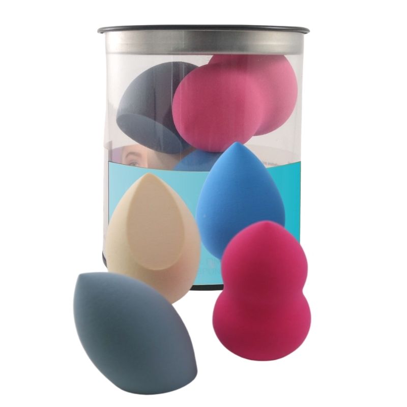 Set 4pz Esponjas Puff para Maquillaje, LBP, Aplicador/Mezclador, Ultra Suave -Multicolor