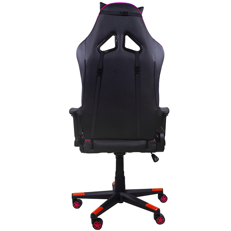 Silla Gamer Oficina Ergonomica Reclinable Cojines Desmontables Cuadriculada Roja Audiotek