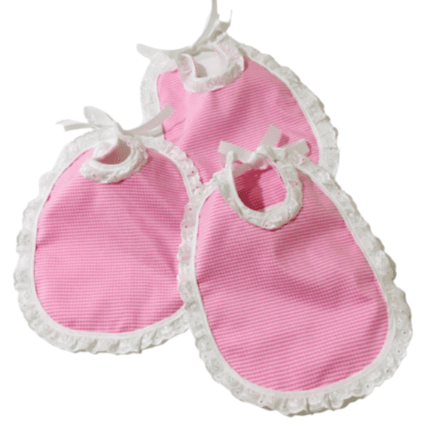 3 baberos de tela impermeable, cuadros Rose, MUUN