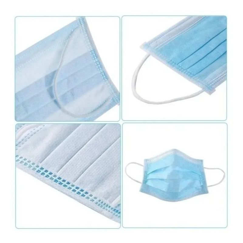 Cubrebocas Tricapa Termosellado Azul