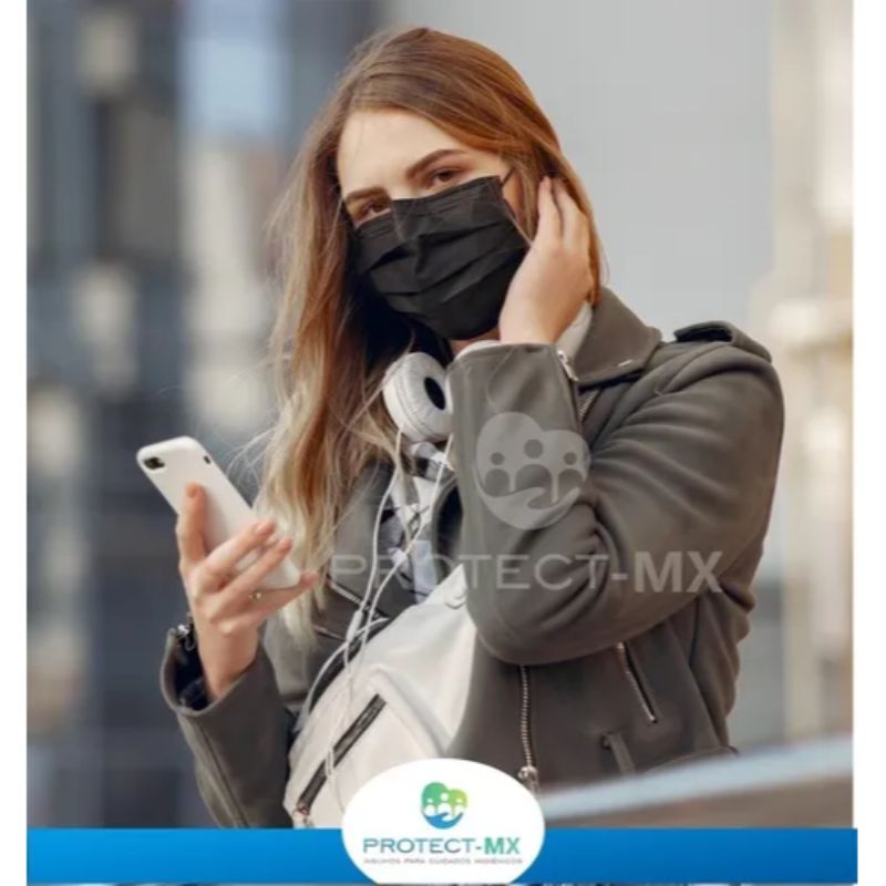 Cubrebocas Tricapa Termosellado Azul