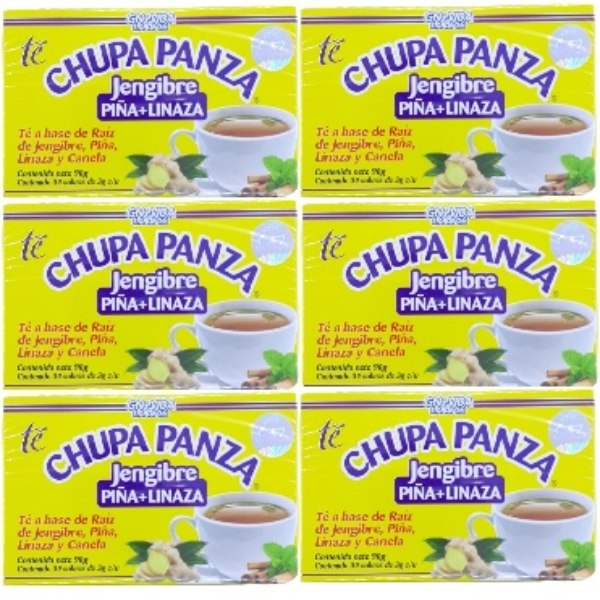 Té Chupa Panza De Jengibre Piña Y Linaza Gn Vida 30 Sobres 6 Cajas