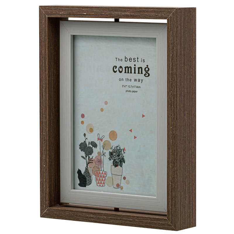 Portaretrato de madera doble vista 2 fotos, giratorio diseño moderno hw225 5x7