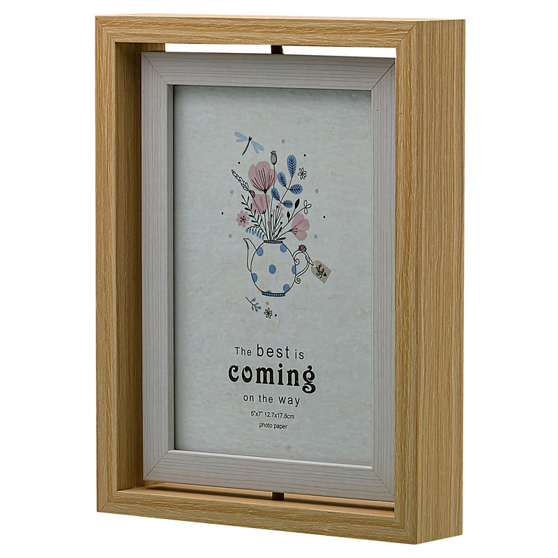 Portaretrato de madera doble vista 2 fotos, giratorio diseño moderno hw225 5x7