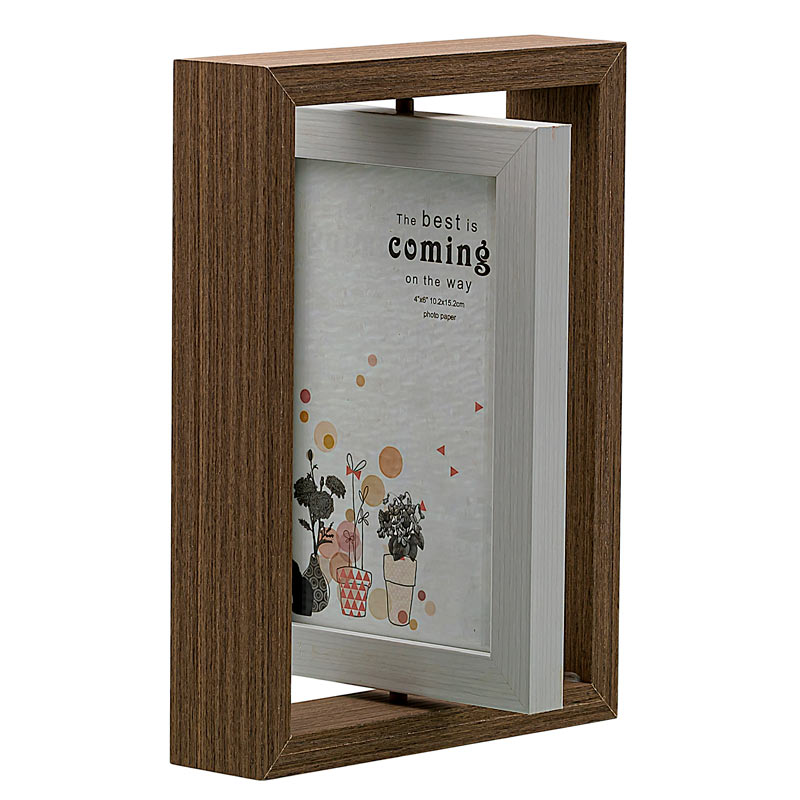 Portaretrato de madera doble vista 2 fotos, giratorio diseño moderno hw225 5x7