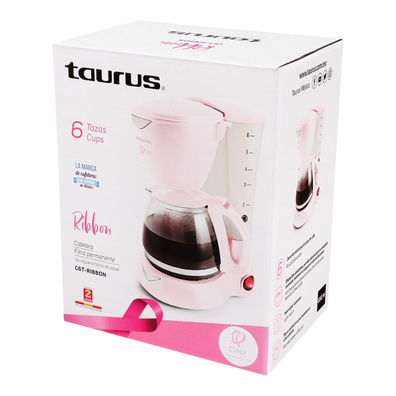 Cafetera Taurus 6 Tazas rosa C6t-ribbon GV