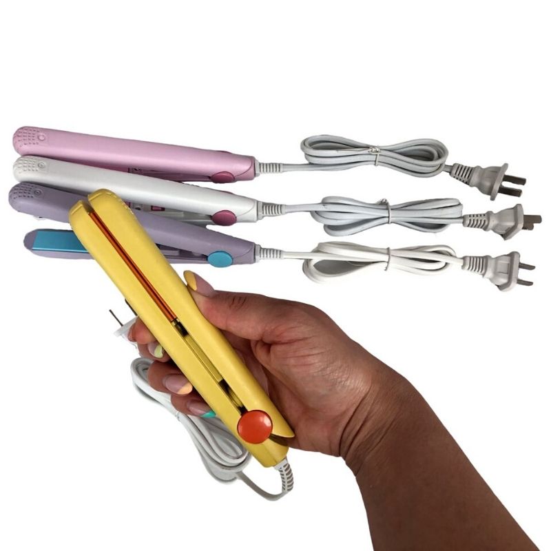8 PACK, Mini Plancha Alaciadora de Cerámica para Cabello, LBP, Portátil, 17cm (6.7in) -Amarillo/Rosa/Blanco/Morado