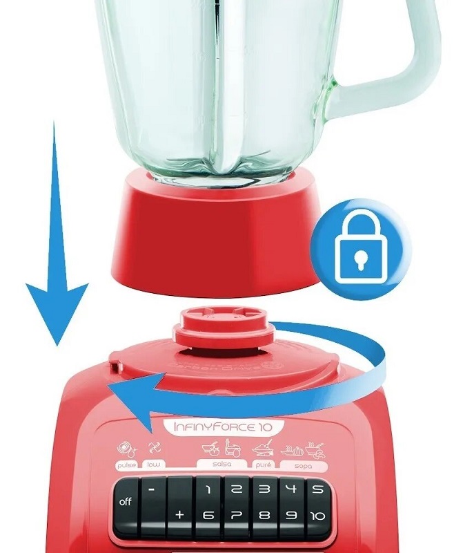 Licuadora T-Fal LN8105MX Infinyforce 10 Vel Vaso de Vidirio Roja