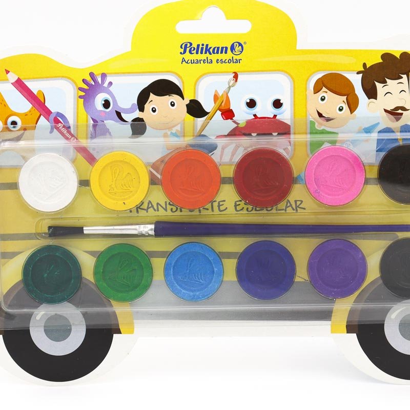 6 Acuarelas Infantil Colores Pastilla Pelikan Niños Escolar