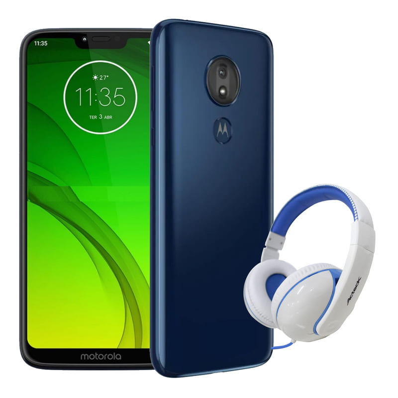 Celular Motorola Moto G7 Power 64Gb 4GB DualSim - Azul + Audífono