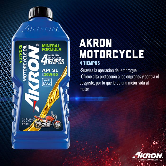Aceite Multigrado Akron 20w50 4 Tiempos 946 Ml MobileCIty