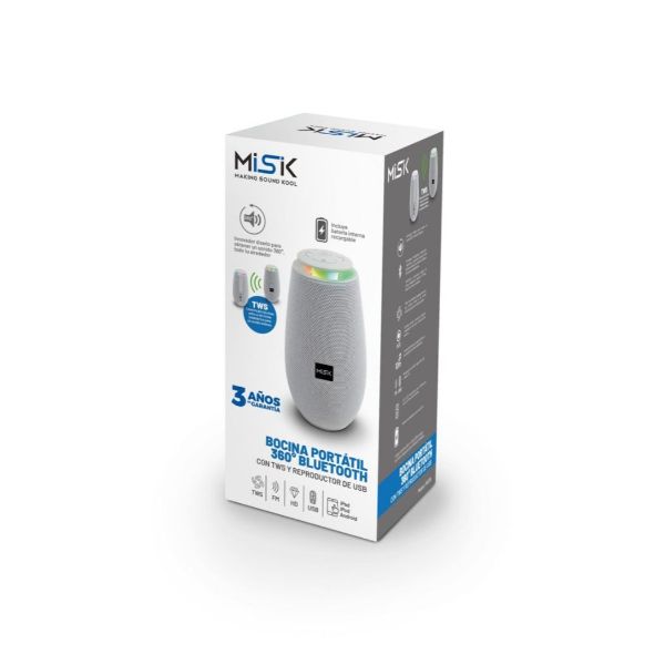 Bocina Bluetooth MISIK MS236B Negro TWS USB Tarjeta SD y Radio FM