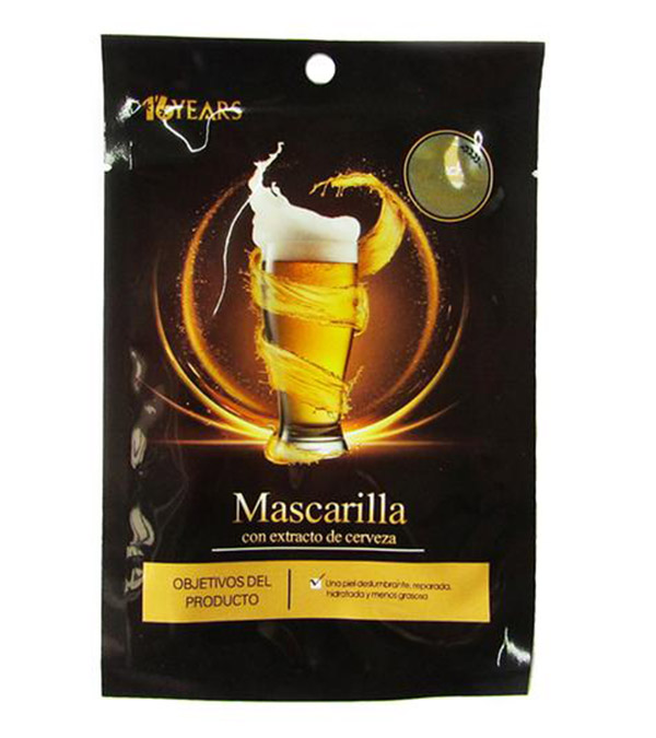 Mascarilla facial de extracto de cerveza con 10 piezas