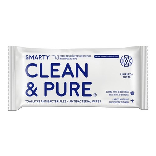 Toallitas Antibacteriales Smarty Clean & Pure 12 Paqs De 40