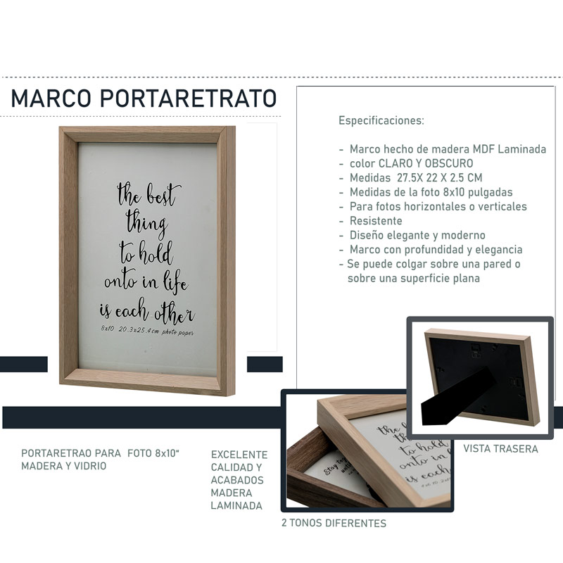 Portaretrato madera laminada mdf de primera calidad diseño moderno hw227 8x10