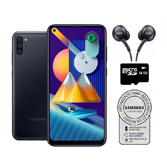 Celular Samsung Galaxy M11 Nacional 6.4" 3GB RAM + 32GB + Audifonos y MicroSD 32GB Negro