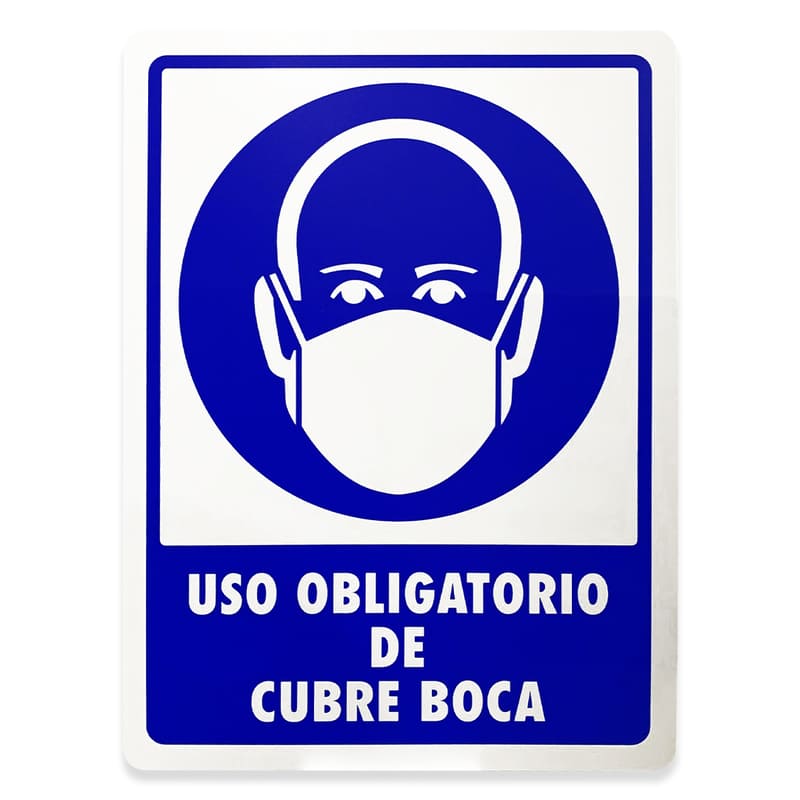 Letrero COVID 20X20 vinil adhesivo Aviso Señal Señalamiento Cubreboca /gel / Sanadistancia / temperatura