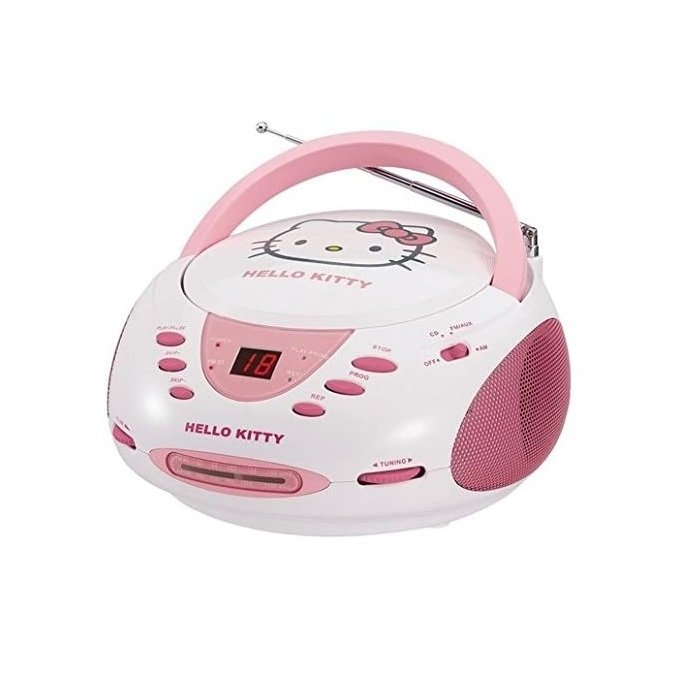 Hello Kitty KT2024A - Radio CD (Analogica, AM, FM, Jugador, CD-R, DVD-RW, LED, AC / bateri­a) Rosa, Color blanco