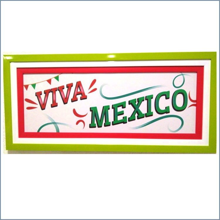 Precioso Cuadro VIVA MEXICO con tres marcos PASPARTU FRAMES