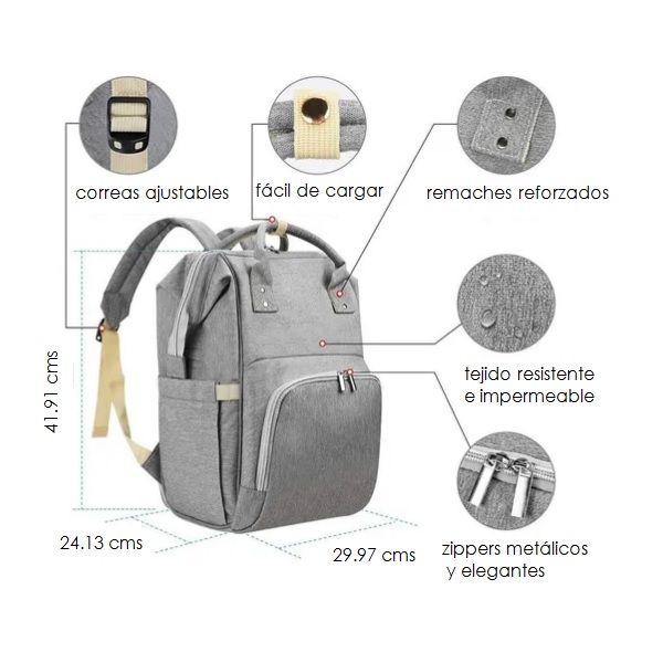 Mochila Pañaleras Modernas Bebe Térmica Gran Capacidad