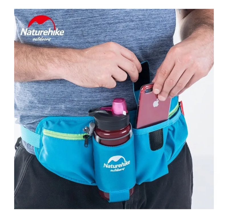 Cangurera Naturehike Ultraligera Porta Celular y Botella Negro