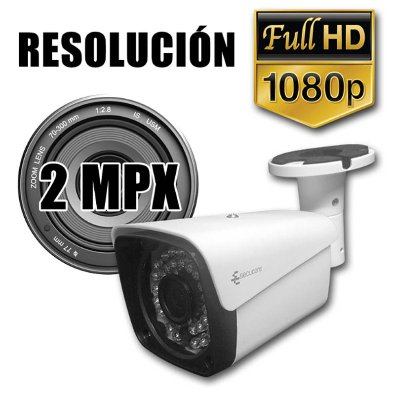 Camara Cctv Bullet Exterior Video 1080p 2 MP Audio Microfono 