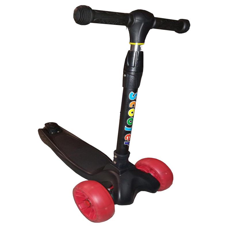 Patin Diablo Scooter 3 Ruedas Con Luces Led Negro Protecciones Azules 80kg