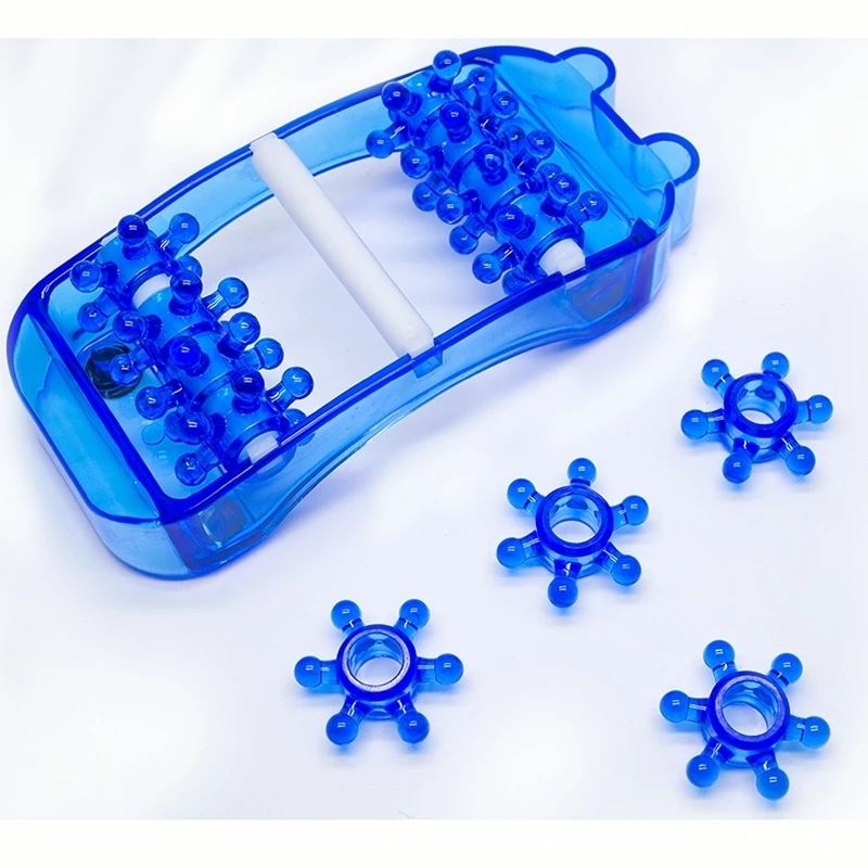 Masajeador para Pies, LBP, 3 Filas de Rodillos Giratorios, Plástico, 18cm (7in)-Azul