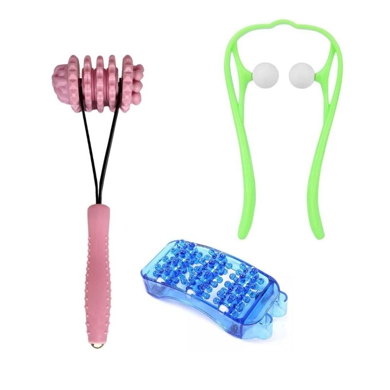 Masajeador para Pies, LBP, 3 Filas de Rodillos Giratorios, Plástico, 18cm (7in)-Azul