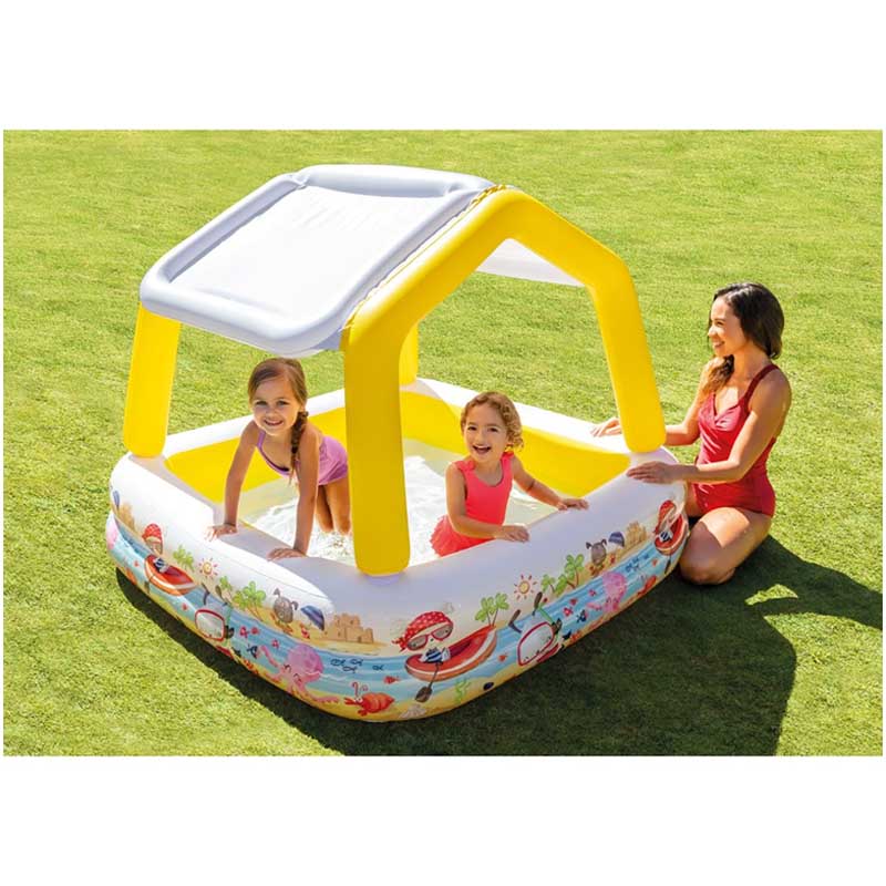 Piscina Inflable Techo Vinil Cuadrada Niños 1.57 M Intex 