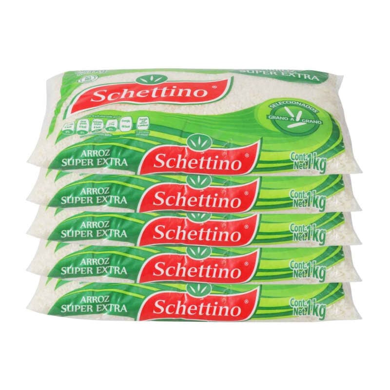 Arroz Schettino Grano Largo 5 pzas de 1 kg c/u