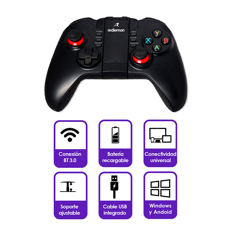 Control para Celular Bluetooth para Videojuegos, Android y Windows, Recargable Redlemon