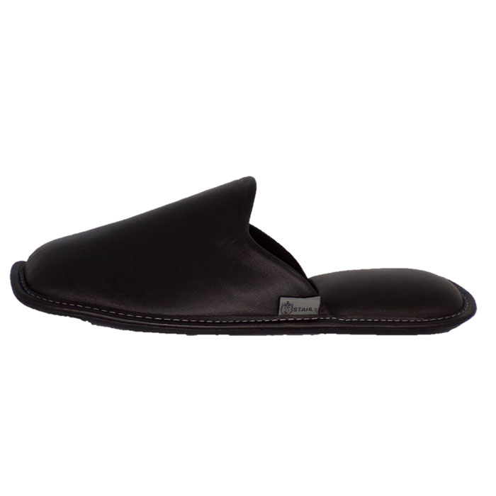 Stahl - Pantuflas para hombre de piel y espuma de memoria E-1800 Negro Tallas del 25 al 30.