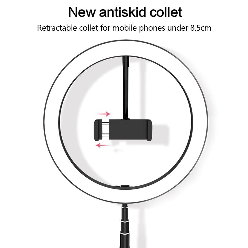 Lámpara Anillo de luz LED, LBP, Aro de 26.5cm (10.4in), con Soporte para Celular, Plegable, Ajustable 1.68m (66in) -Luz Regulable