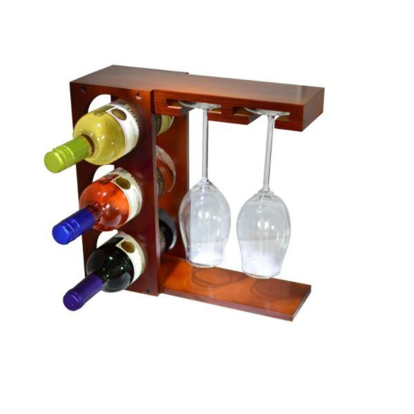 Cava De Vinos 3 Botellas 2 Copas Mesa Barra Portátil