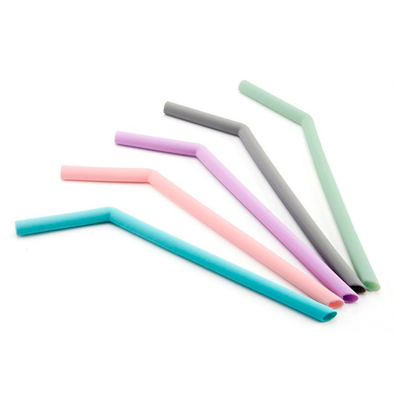 Paquete 4 Popote de silicon reutilizable Grueso Largo Resistente Ecologico. Ideal para Tapioca, Yeti, Smothie, Frappes.