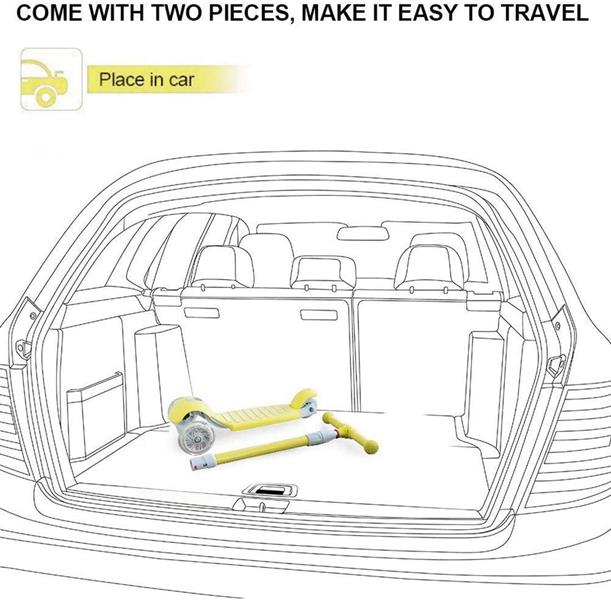 Scooter 3 Ruedas Luz Led Color Amarillo 45 Kg 