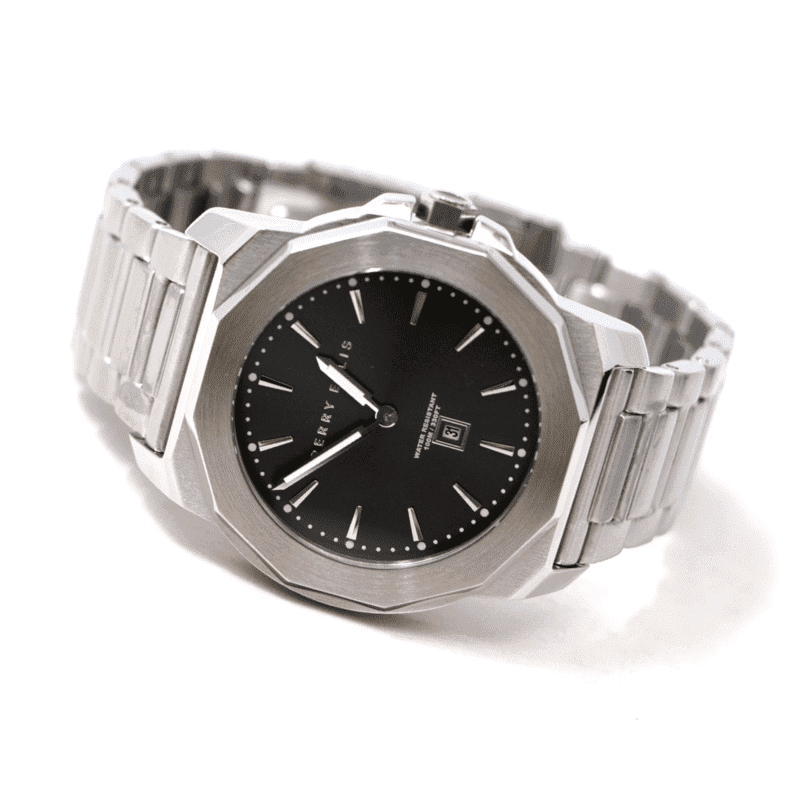 Reloj Perry Ellis Unisex Decagon Plata Con Negro De 42mm