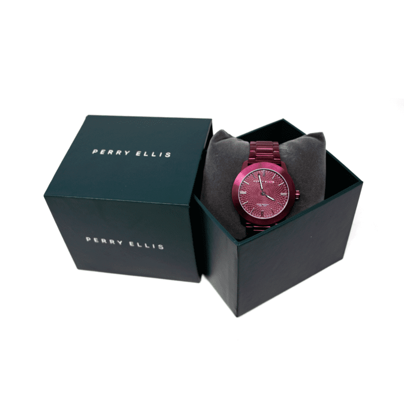 Reloj Perry Ellis Para Hombre Slim Line Burgundy Red De 42mm