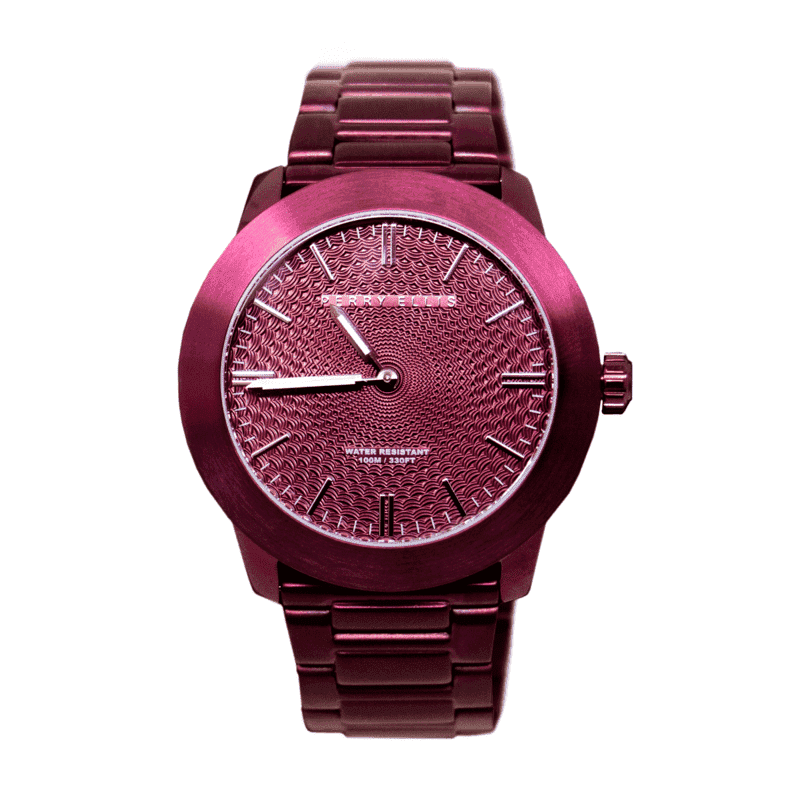 Reloj Perry Ellis Para Hombre Slim Line Burgundy Red De 42mm
