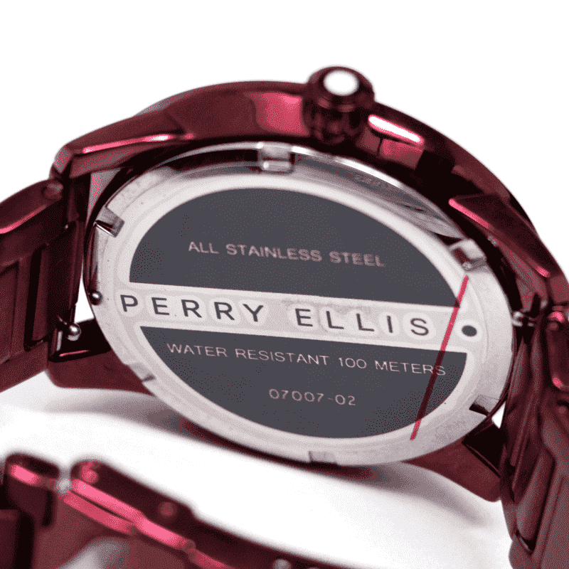 Reloj Perry Ellis Para Hombre Slim Line Burgundy Red De 42mm