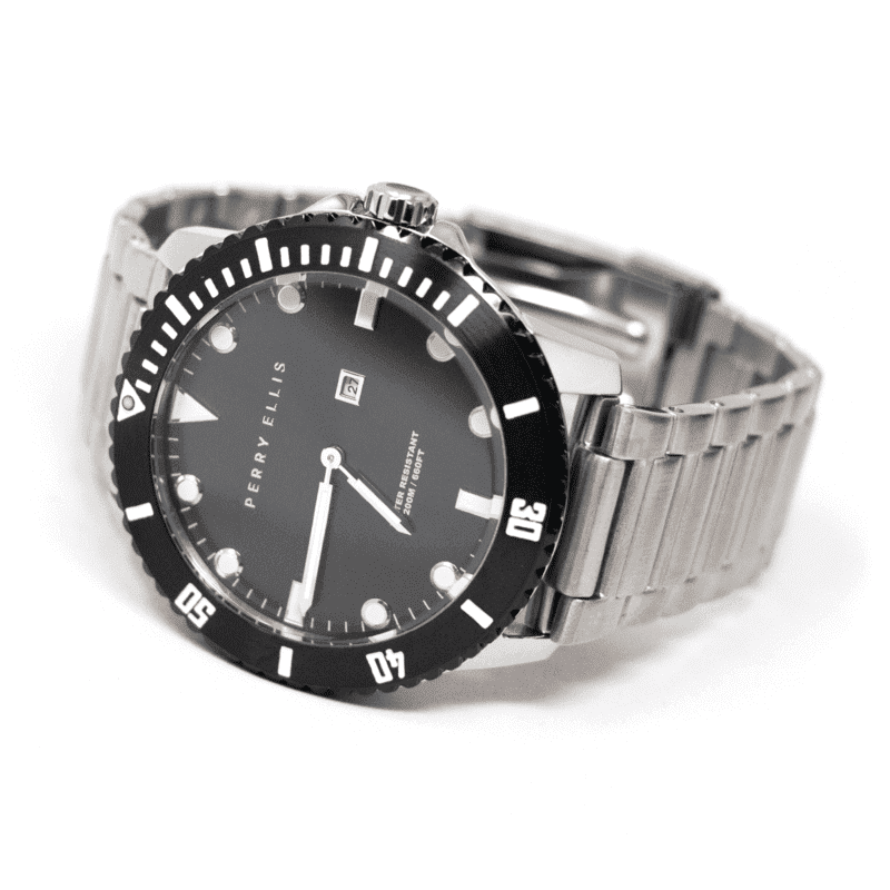 Reloj Perry Ellis De Hombre Deep Diver Plata Negro De 46 Mm