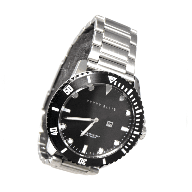 Reloj Perry Ellis De Hombre Deep Diver Plata Negro De 46 Mm